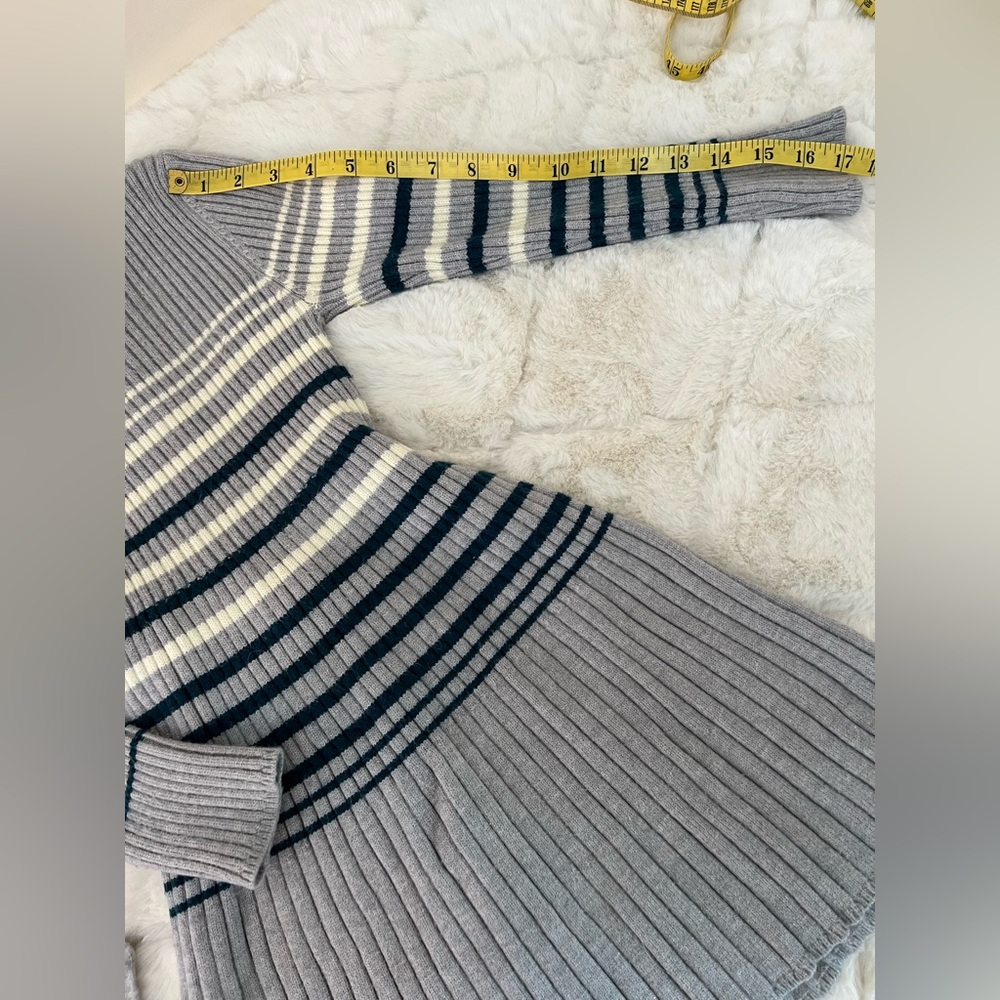 Girls Sweater Dress & Knee Socks Set Gray Striped Size 7/8 Cozy Outfit - Picture 4 of 10